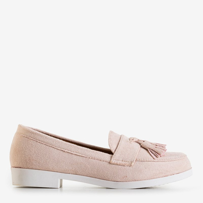 Atrugiel práškové dámské mokasíny se střapci - obuv