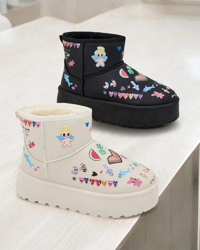 Royalfashion Krátké sněhové boty ve stylu ženských bot s nálepkami Hanaga