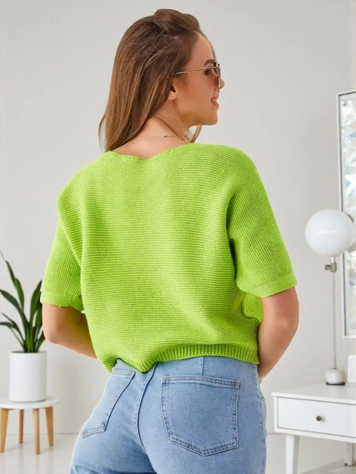 Royalfashion Жіночий бавовняний короткий светр з метеликами