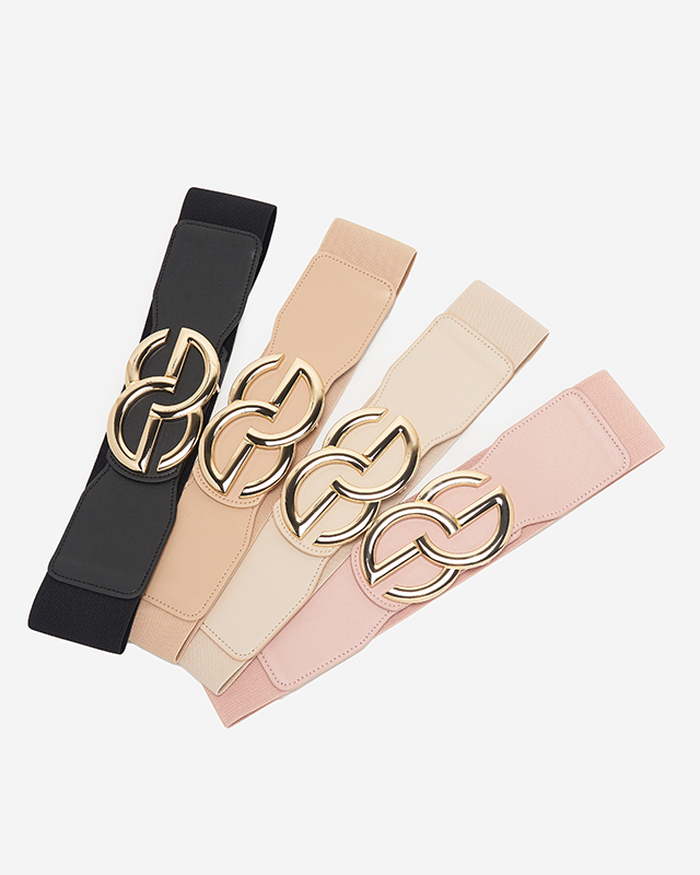 Béžový elastický pásek s velkou zlatou sponou - Příslušenství