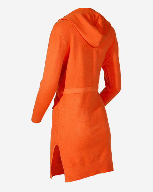 Помаранчевий жіночий светр-туніка з капюшоном