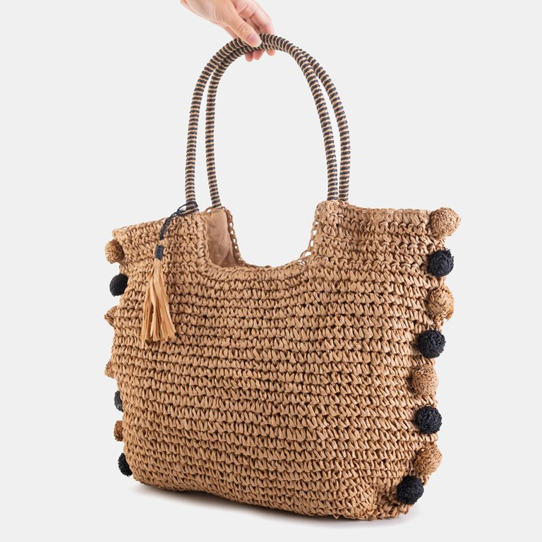 Kabelka pletená sláma hnědá - Kabelky