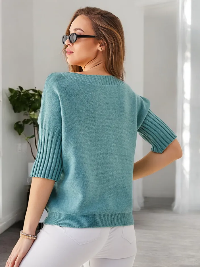 Royalfashion Dámský viskózový svetr s krátkými rukávy