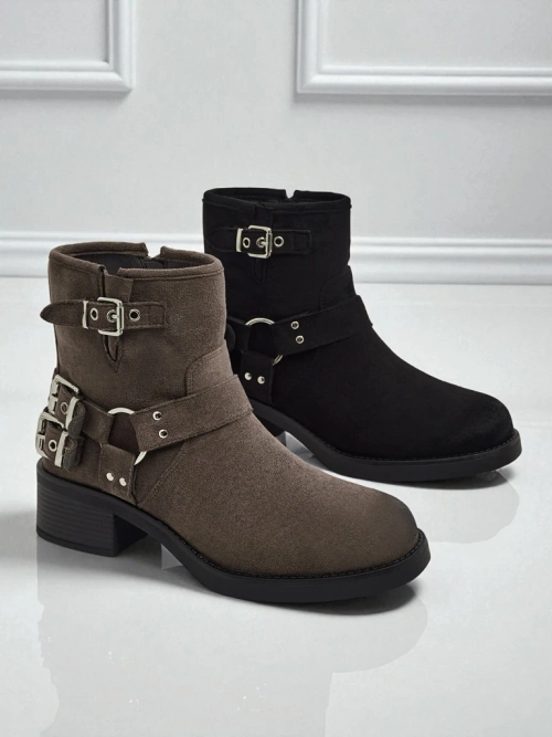 Жіночі ботильйони з екозамші з пряжками Valtos