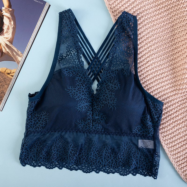 Námořnická modrá krajková braletová podprsenka - Spodní prádlo