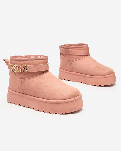 Royalfashion Světle hnědé dámské boty a'la snow boots s ornamentem Parisela