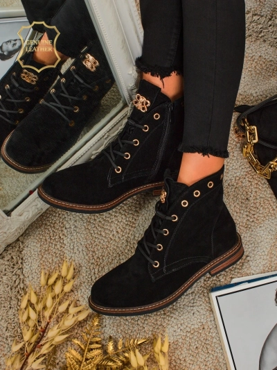 Dámské boty Aurelia Romano z přírodního semiše – hnědé, s kožešinou