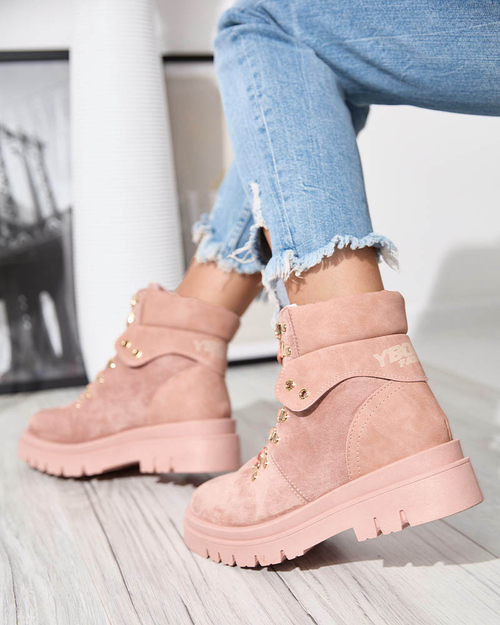Рожеві жіночі утеплені черевики-трапери Boserra - Взуття