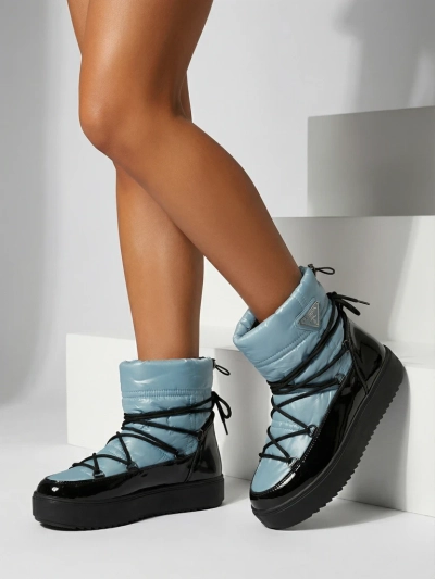 Royalfashion Dámské nazouvací boty a'la snow boots v modré barvě Vevnose