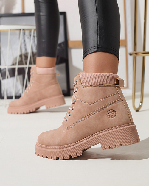 Темно-рожеві жіночі утеплені черевики-трапери Teruna - Взуття