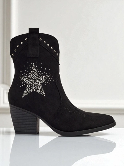 Kovbojki damskie na obcasie z ozdobną gwiazdką z cyrkonii FableStray