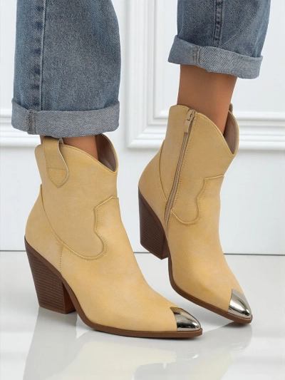 Dámské kovbojské boty na podpatku s ozdobnou špičkou Glacier Fang