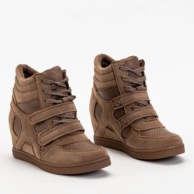 Dívčí hnědé tenisky na halovém klínku Janomi- Shoes