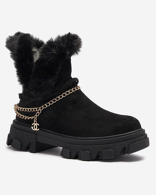 Чорні жіночі чоботи з екозамші з ланцюжком Videric - Взуття