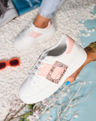 Білі та світло-рожеві жіночі спортивні кеди Serbs - Взуття