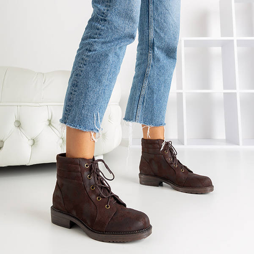 Темно-коричневі жіночі черевики з декоративними потертостями Tusyon