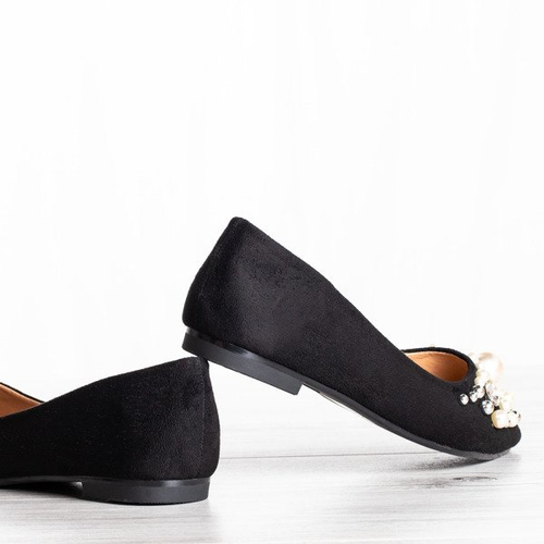 Чорні балерини з перлами та фіанітами Eithne - Взуття