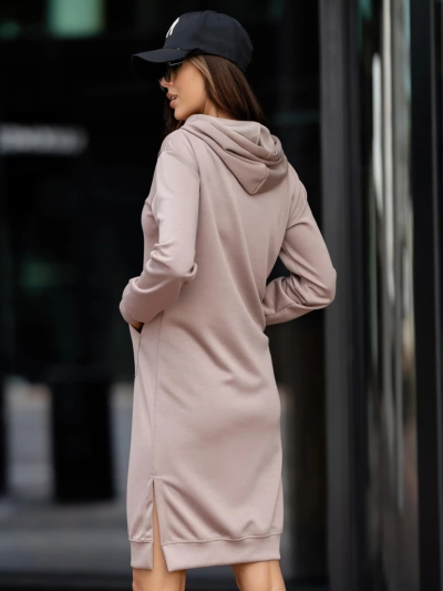 Royalfashion Teplákové viskózové šaty s kapucí