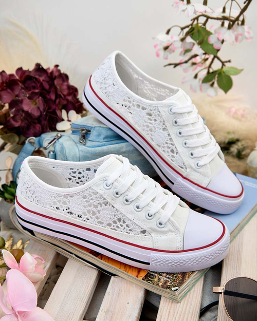 Aurelia Bianco - Ажурні білі кеди Royalfashion з тканини, розмір 40