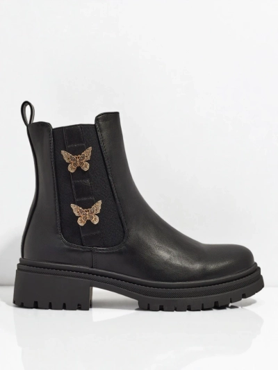 Eko kožené kotníkové boty s motýlky Bravelle