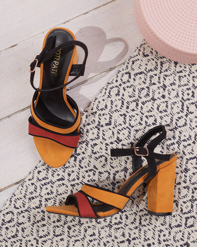 Dámské sandály na sloupku z hořčice Hromm- Obuv