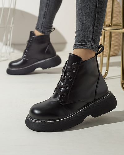 Чорні жіночі черевики з екошкіри на суцільній підошві Tarrafa - Взуття