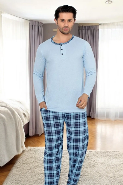 Royalfashion Pánské bavlněné kostkované pyžamo
