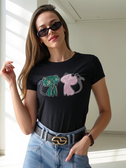 Royalfashion Жіноча бавовняна футболка з котами