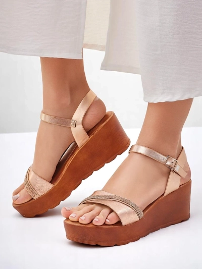 Royalfashion Жіночі сандалі на платформі з стразами та блискітками Aurora Glow