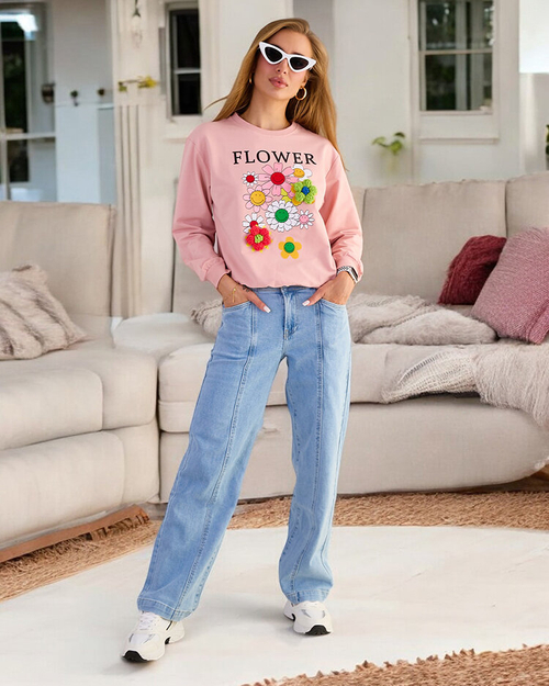 Жіночий бавовняний світшот з тонким принтом Royalfashion