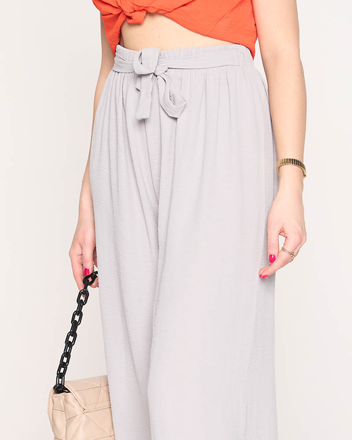 Жіночі широкі штани палаццо світло-сірого кольору - Одяг