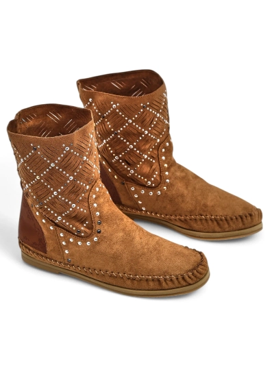 Royalfashion Жіночі черевики з низьким підбором і стразами Індійський стиль