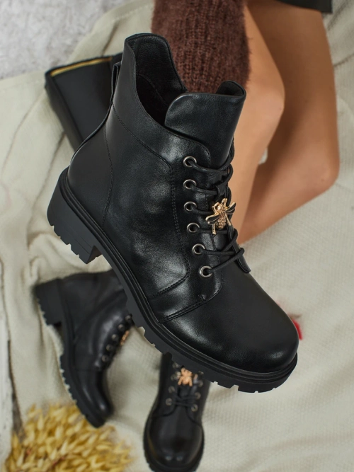 Еко шкіряні шнуровані ботильйони жіночі Veltih