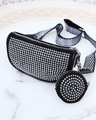 Royalfashion Чорна жіноча сумочка зі сріблястими стразами