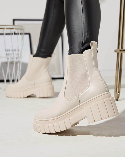 OUTLET Бежеві жіночі черевики на товстій підошві Fazzati-Footwear