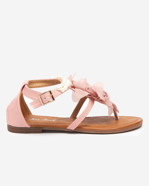 Рожеві жіночі босоніжки з квіткою Amerile