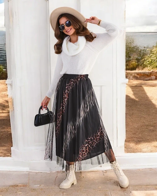 Royalfashion Модель юбки-миди для женщин с тюлем