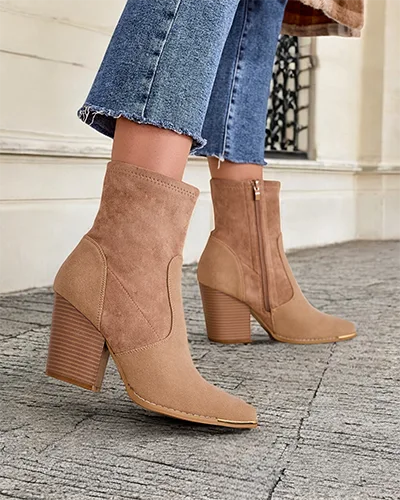 Dámské kotníkové boty Royalfashion z ekosuede na sloupci Gris