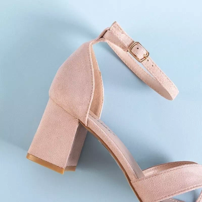 OUTLET Světle růžové dámské sandály na sloupku Halita - Obuv