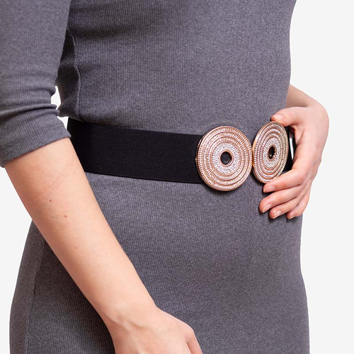 Чорний еластичний ремінь з золотою пряжкою