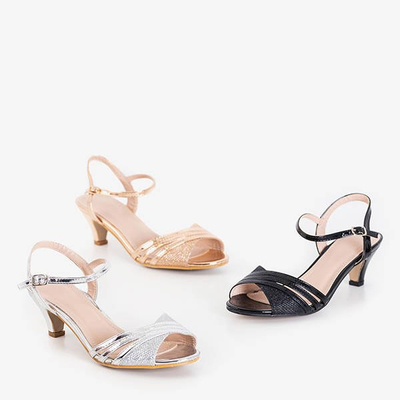 Золоті жіночі босоніжки на низькому каблуці Fererre - Туфлі