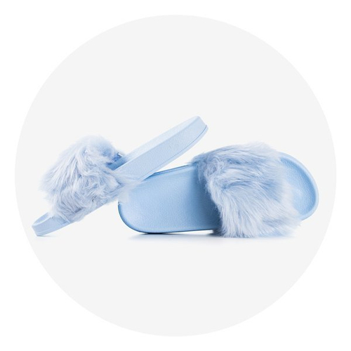 Сині тапочки з хутром Millie - Взуття