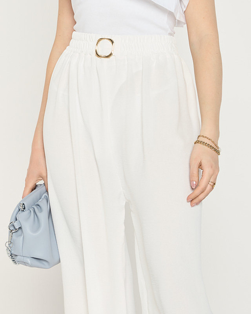 Широкі жіночі штани-палацо білого кольору - Одяг