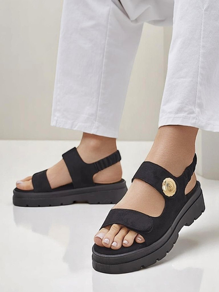 Dámské sandály Royalfashion Anthea Nero – černý semiš, platforma 5 cm