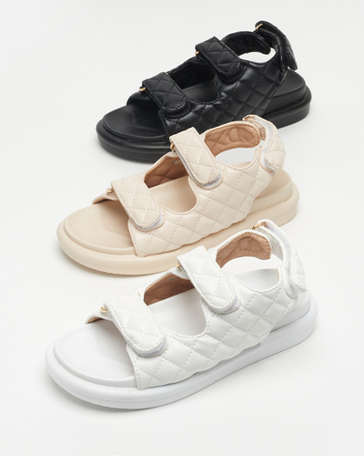 Dámské béžové prošívané sandály Acuq - Footwear