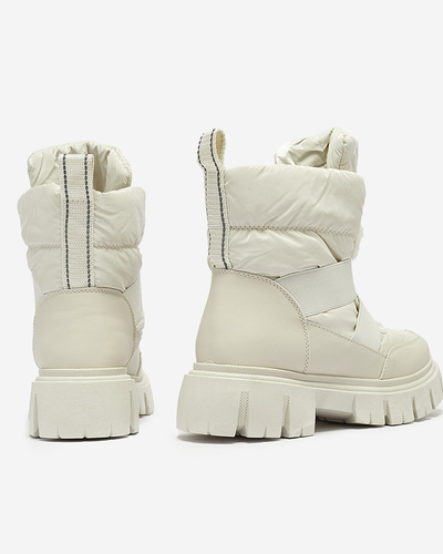 Жіночі снігоступи на плоскій підошві бежевого кольору Ferory- Footwear