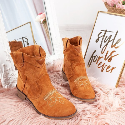 Коричневі ковбойські чоботи на низьких підборах Торонто - Взуття 1