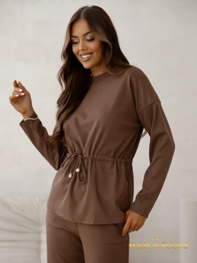 Royalfashion Dámská bavlněná souprava á la svetrový žebrovaný