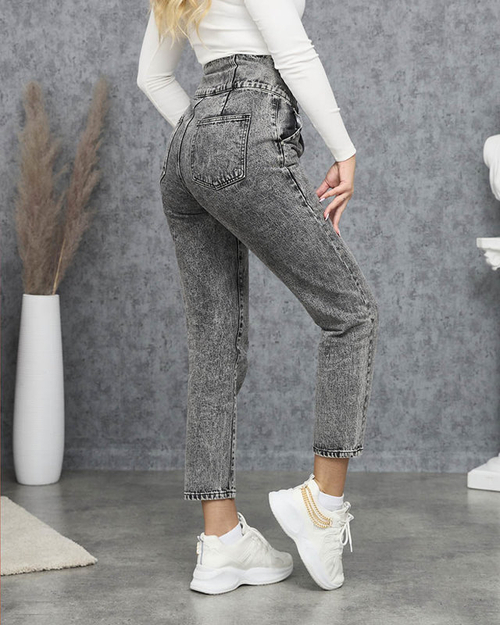 Сірі жіночі джинси для мами з високою талією - Одяг