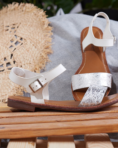 Жіночі босоніжки з білим тисненням Xetera - Взуття